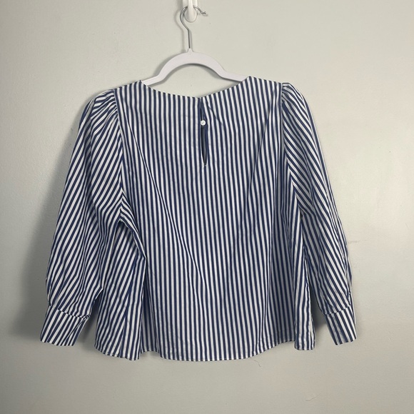 Pomander Place Tuckernuck Nautical Striped blouse size XS Cotton blue/white - Picture 5 of 6